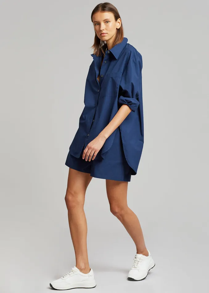 Women The Frankie Shop Tops Lui Organic Cotton Shirt Navy