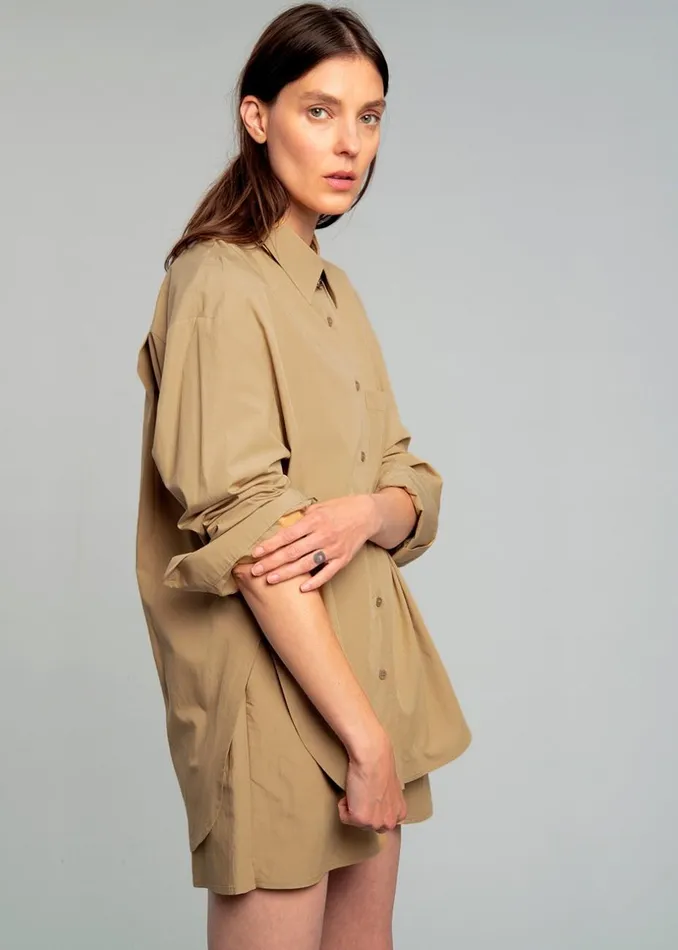 Women The Frankie Shop Tops Lui Organic Cotton Shirt Sahara