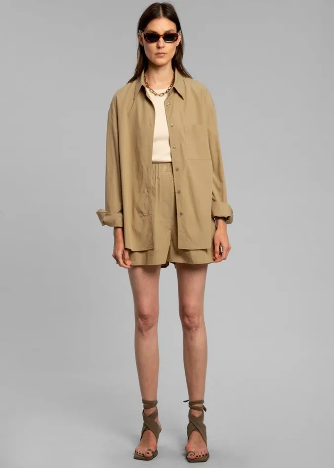 Women The Frankie Shop Tops Lui Organic Cotton Shirt Sahara