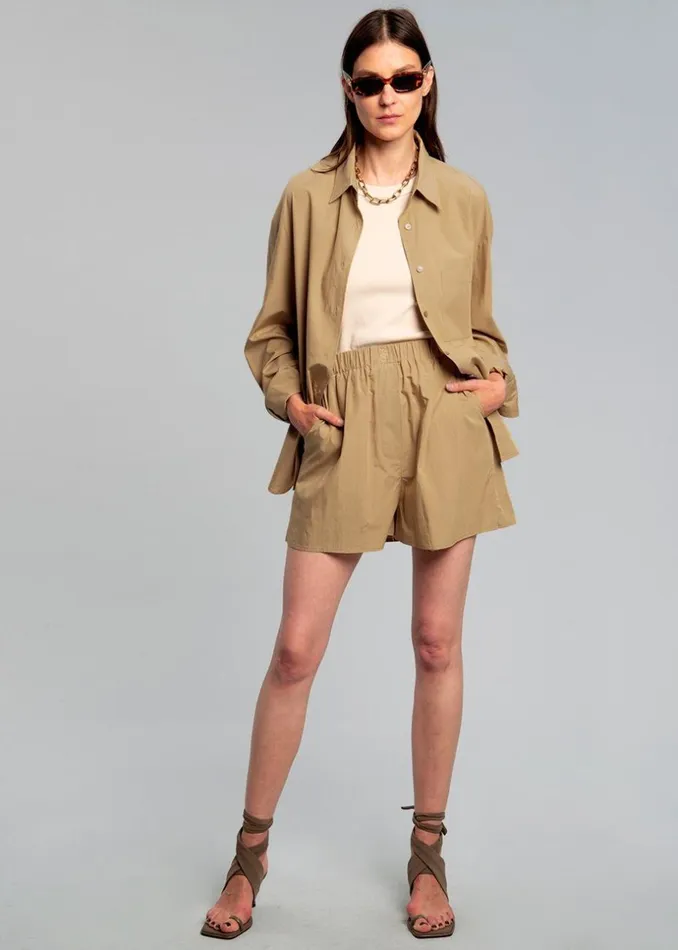 Women The Frankie Shop Tops Lui Organic Cotton Shirt Sahara