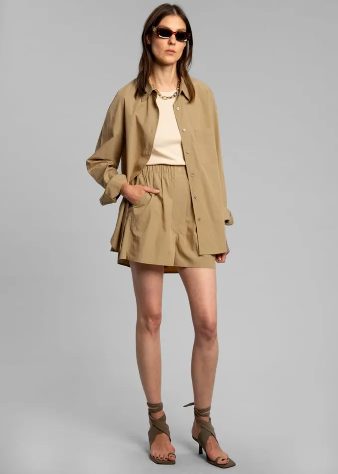 Women The Frankie Shop Tops Lui Organic Cotton Shirt Sahara