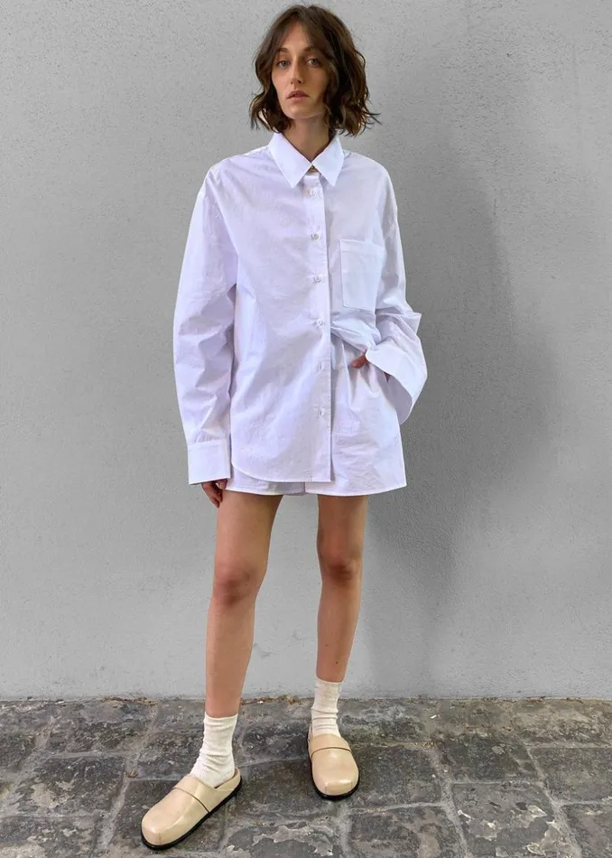 Women The Frankie Shop Tops Lui Organic Cotton Shirt White