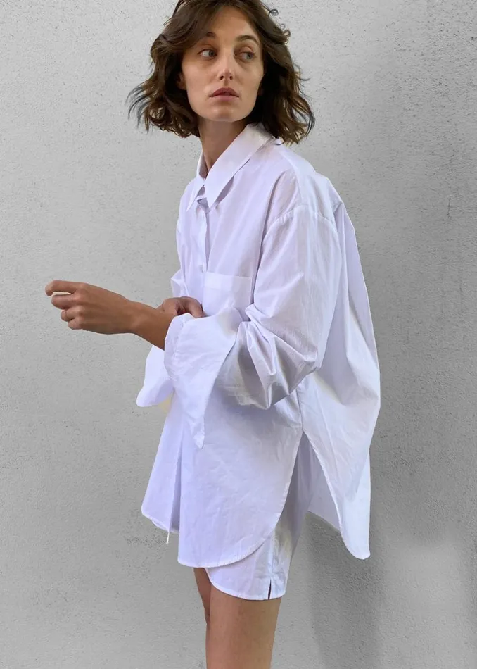 Women The Frankie Shop Tops Lui Organic Cotton Shirt White