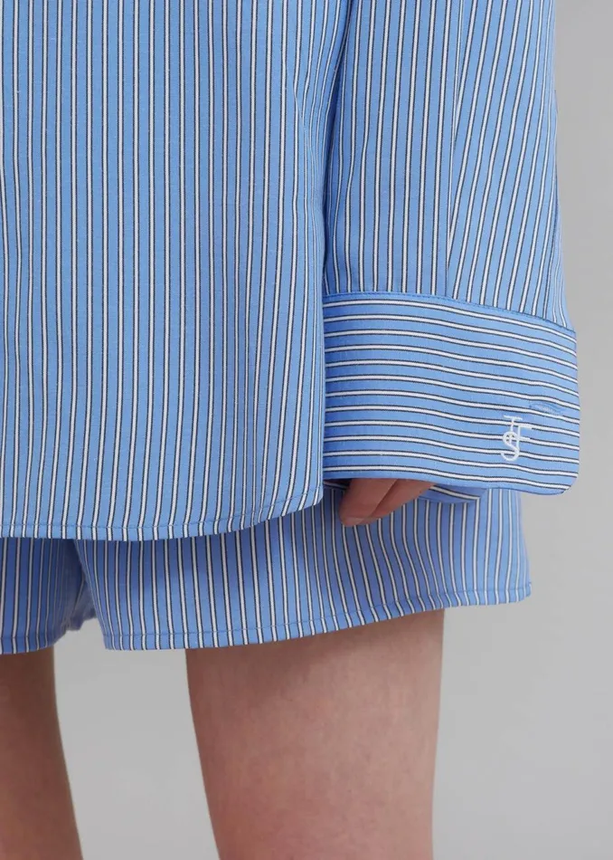 Women The Frankie Shop Tops Lui Oxford Shirt Light Blueblack Stripe