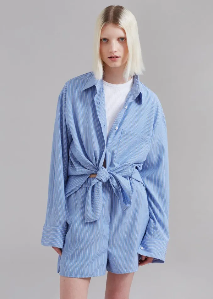 Women The Frankie Shop Tops Lui Oxford Shirt Light Blueblack Stripe
