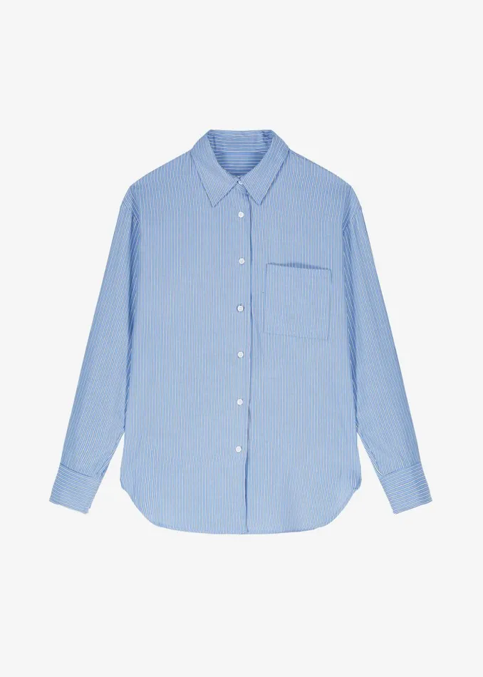 Women The Frankie Shop Tops Lui Oxford Shirt Light Blueblack Stripe