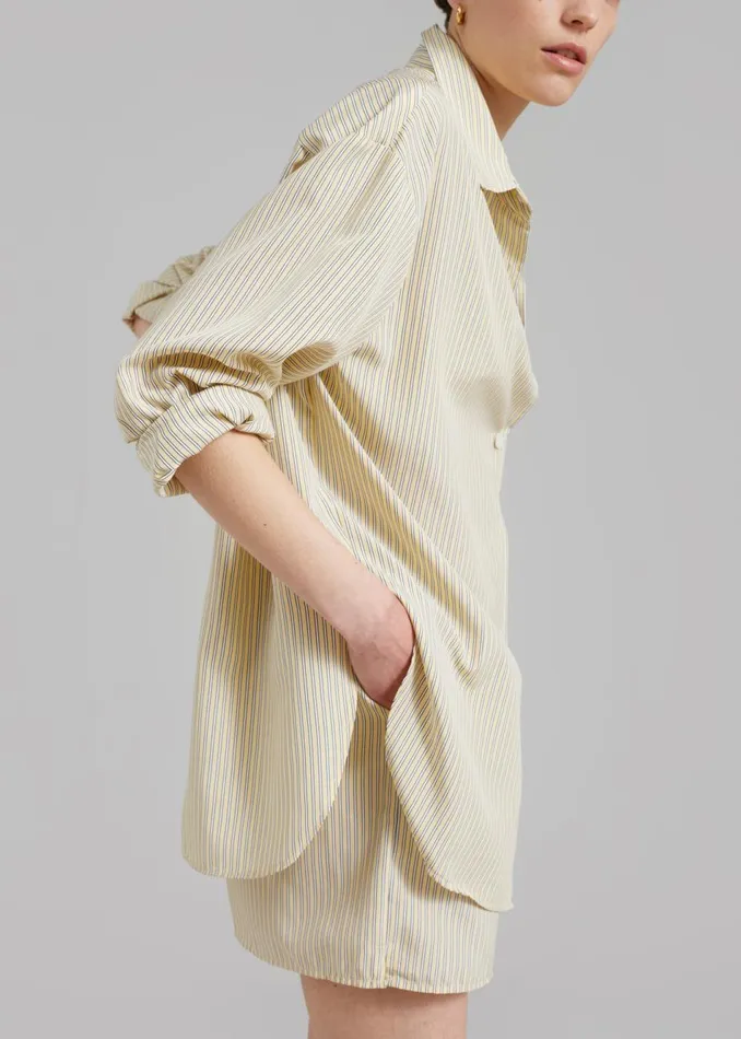 Women The Frankie Shop Tops Lui Oxford Shirt Pale Yellowblack Stripe