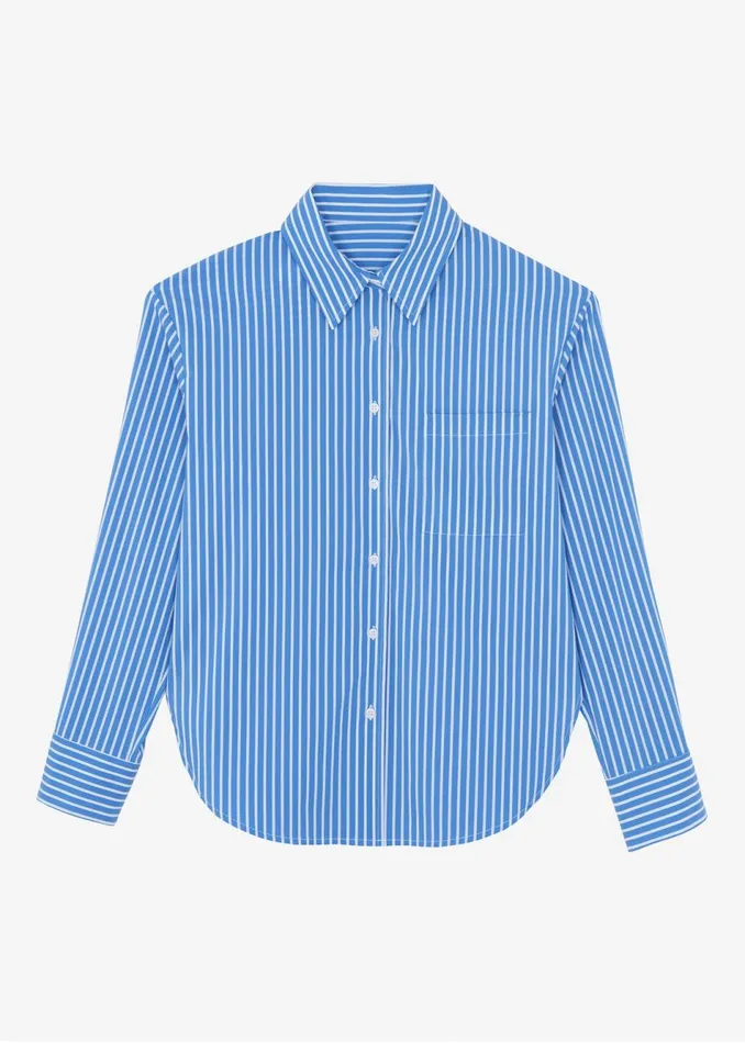 Women The Frankie Shop Tops Lui Thin Stripe Shirt Medium Blue Stripe