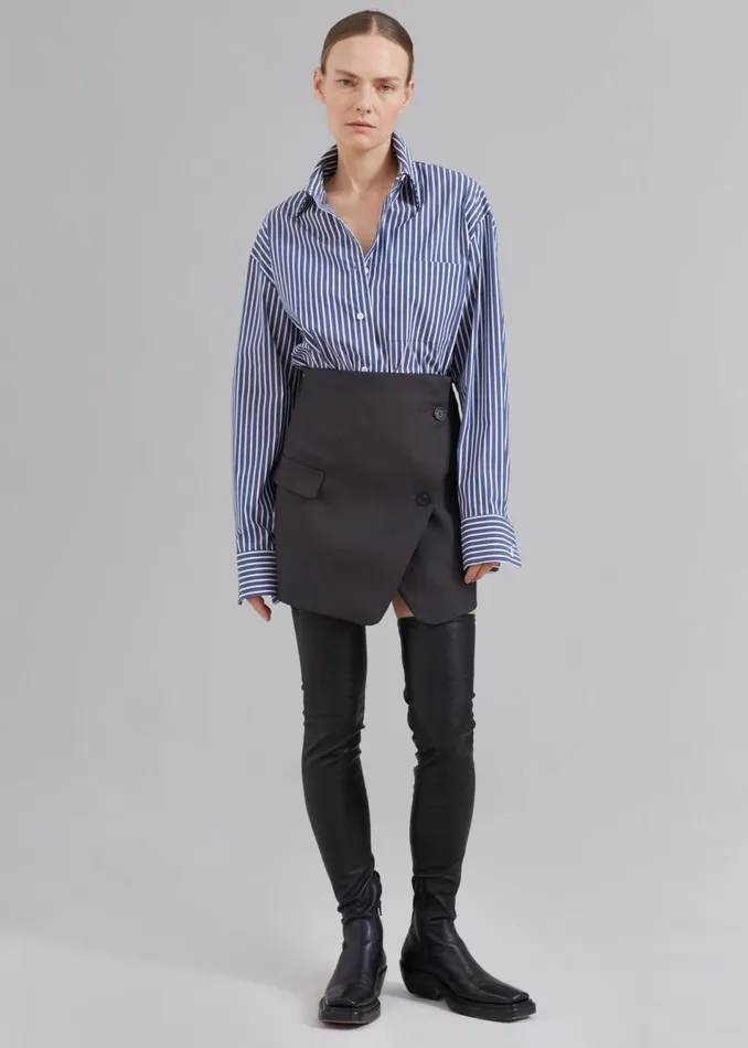 Women The Frankie Shop Tops Lui Thin Stripe Shirt Navy Stripe