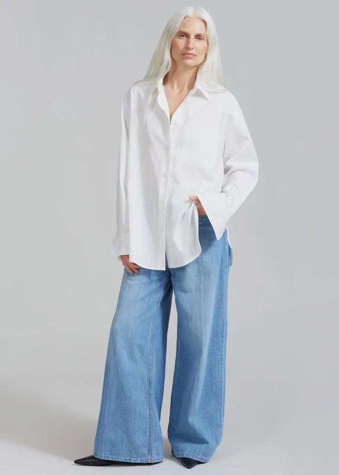 Women The Frankie Shop Tops Lui White Shirt White Stripe