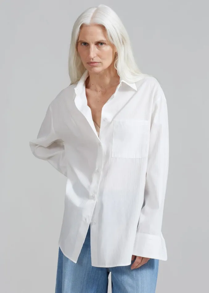 Women The Frankie Shop Tops Lui White Shirt White Stripe