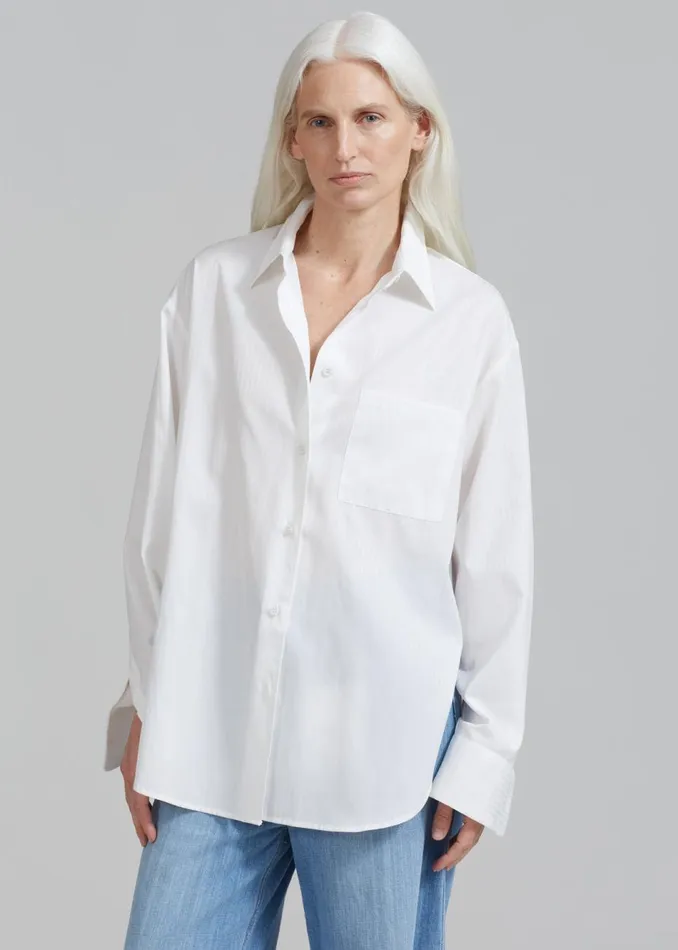 Women The Frankie Shop Tops Lui White Shirt White Stripe