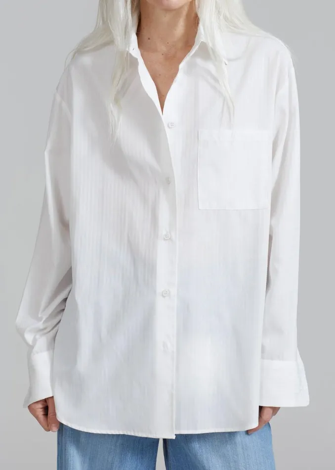Women The Frankie Shop Tops Lui White Shirt White Stripe