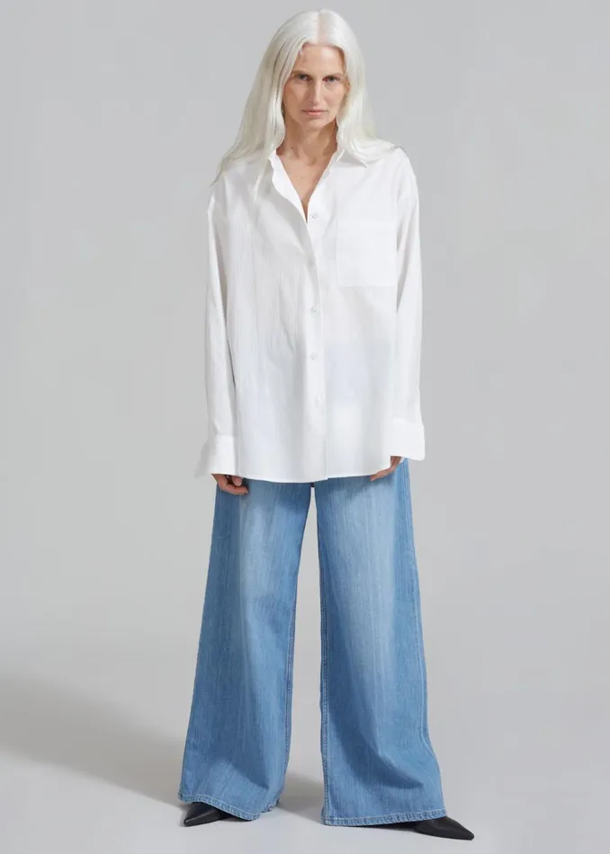 Women The Frankie Shop Tops Lui White Shirt White Stripe