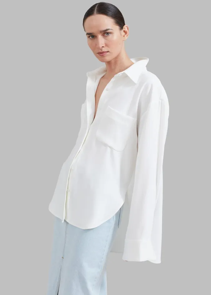 Women The Frankie Shop Tops Macie Pocket Shirt Ivory