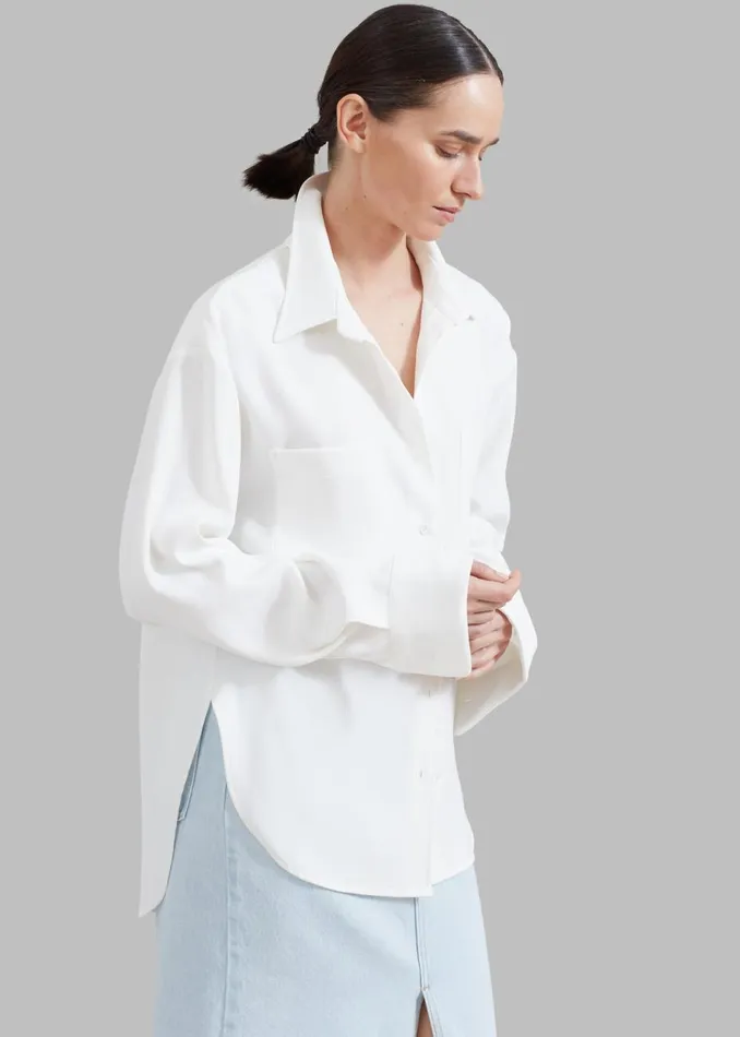 Women The Frankie Shop Tops Macie Pocket Shirt Ivory