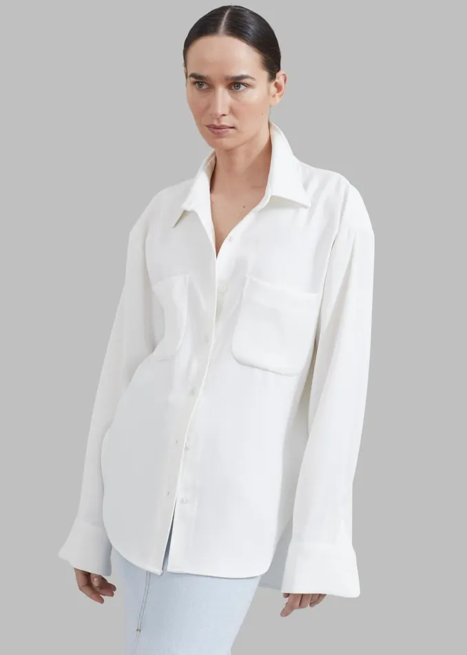 Women The Frankie Shop Tops Macie Pocket Shirt Ivory