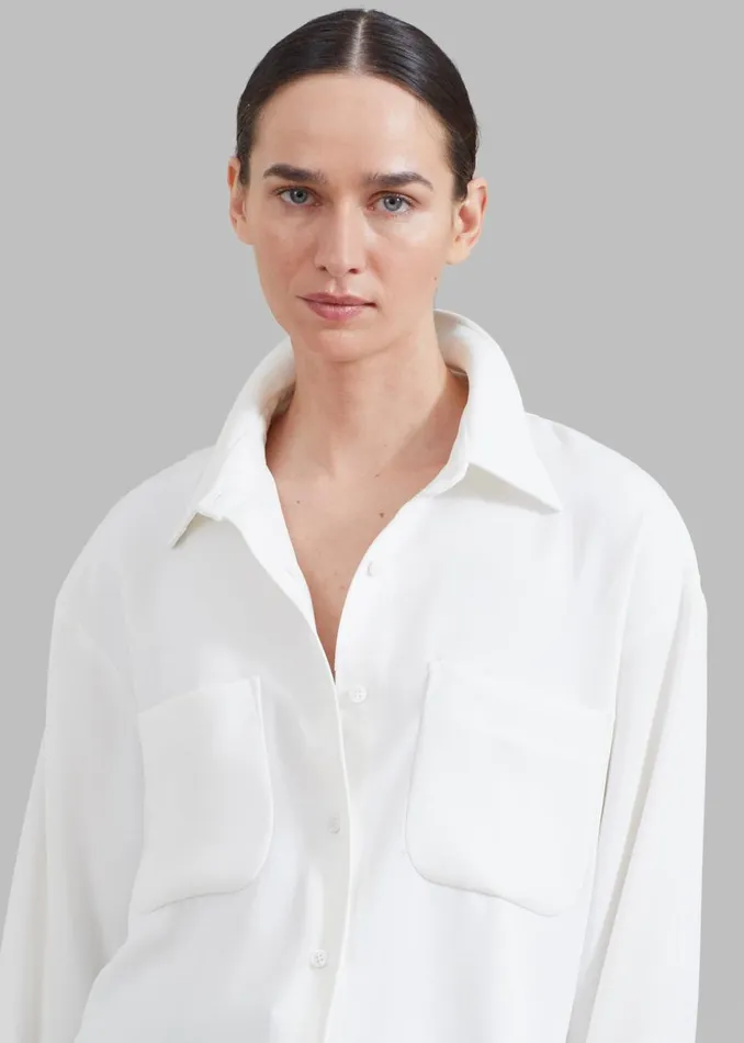 Women The Frankie Shop Tops Macie Pocket Shirt Ivory