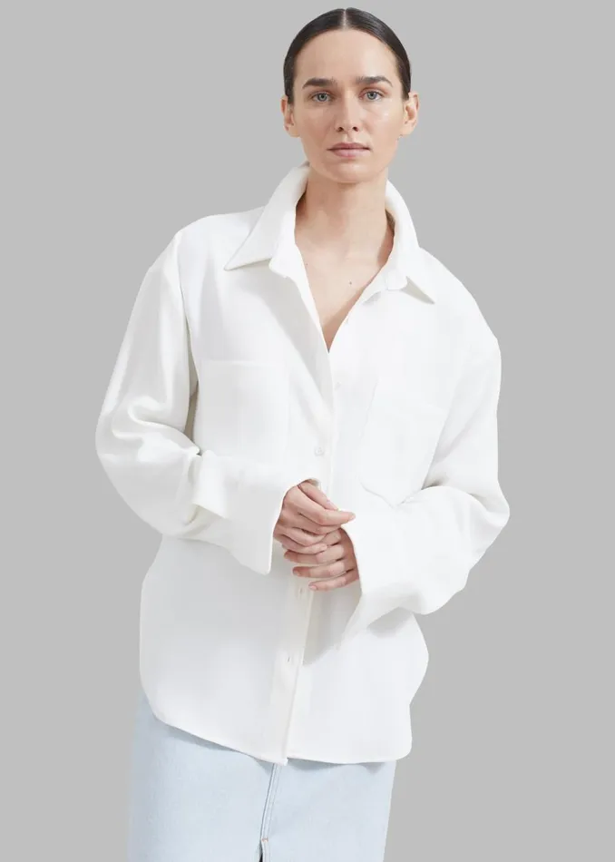 Women The Frankie Shop Tops Macie Pocket Shirt Ivory