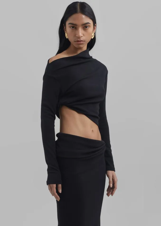 Women The Frankie Shop Tops Margot Asymmetric Top Black