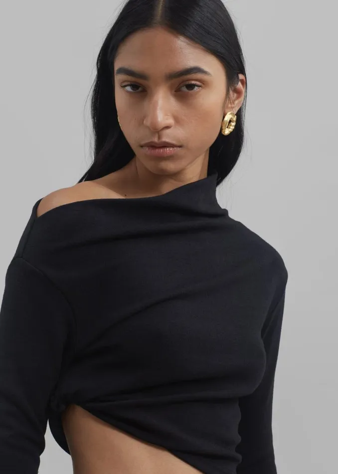 Women The Frankie Shop Tops Margot Asymmetric Top Black