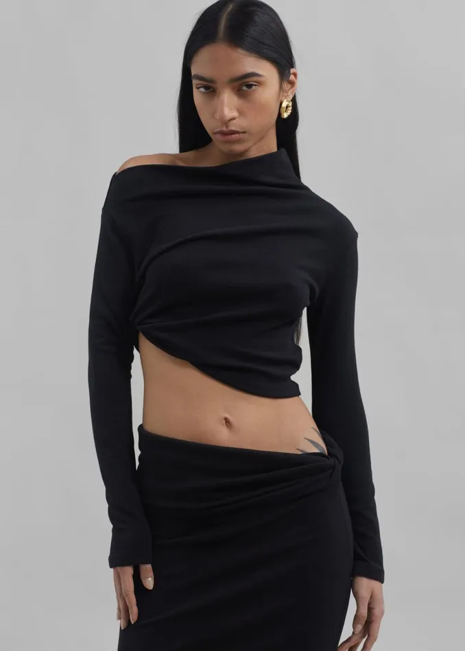 Women The Frankie Shop Tops Margot Asymmetric Top Black