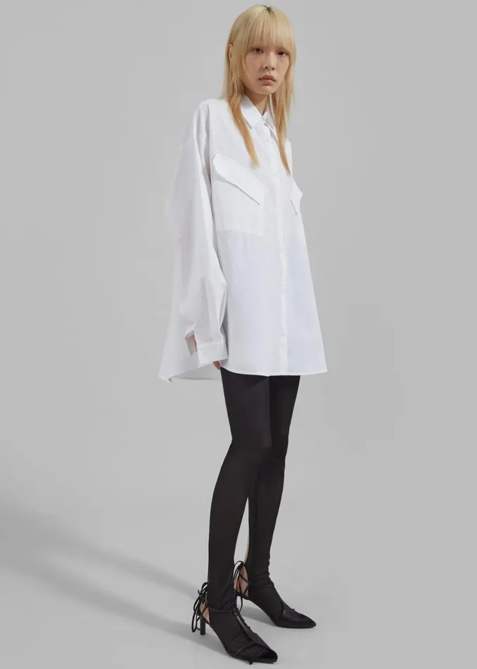 Women The Frankie Shop Tops Marin Button Up Utility Shirt White