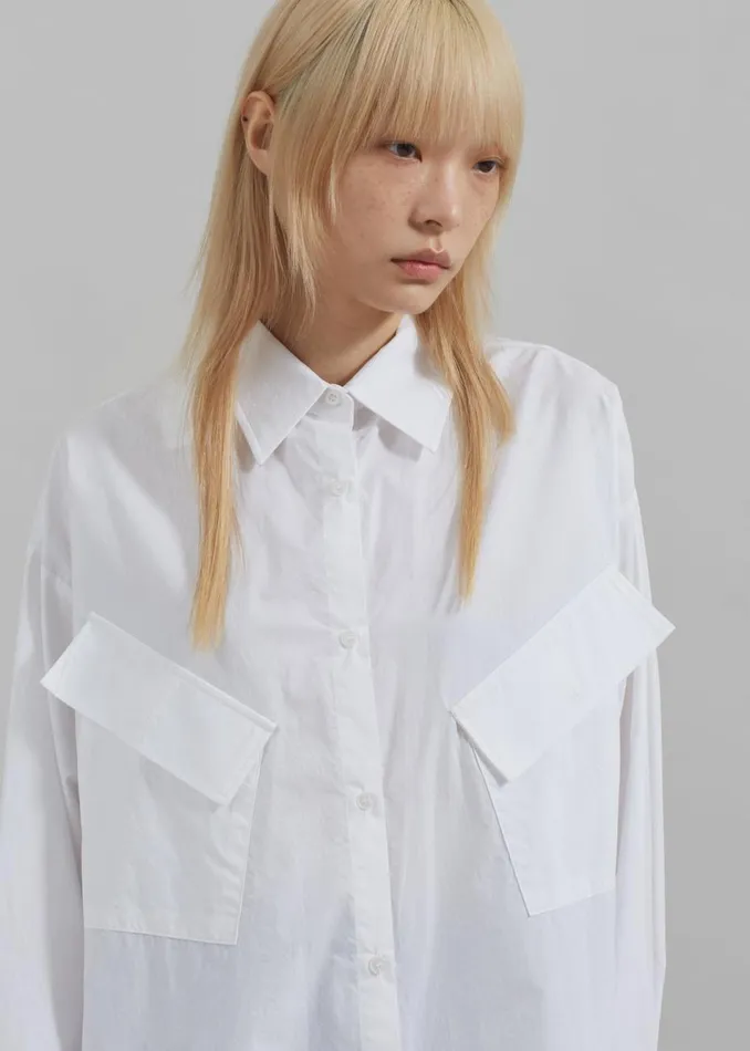 Women The Frankie Shop Tops Marin Button Up Utility Shirt White