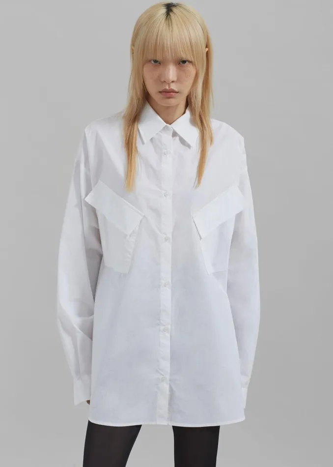 Women The Frankie Shop Tops Marin Button Up Utility Shirt White