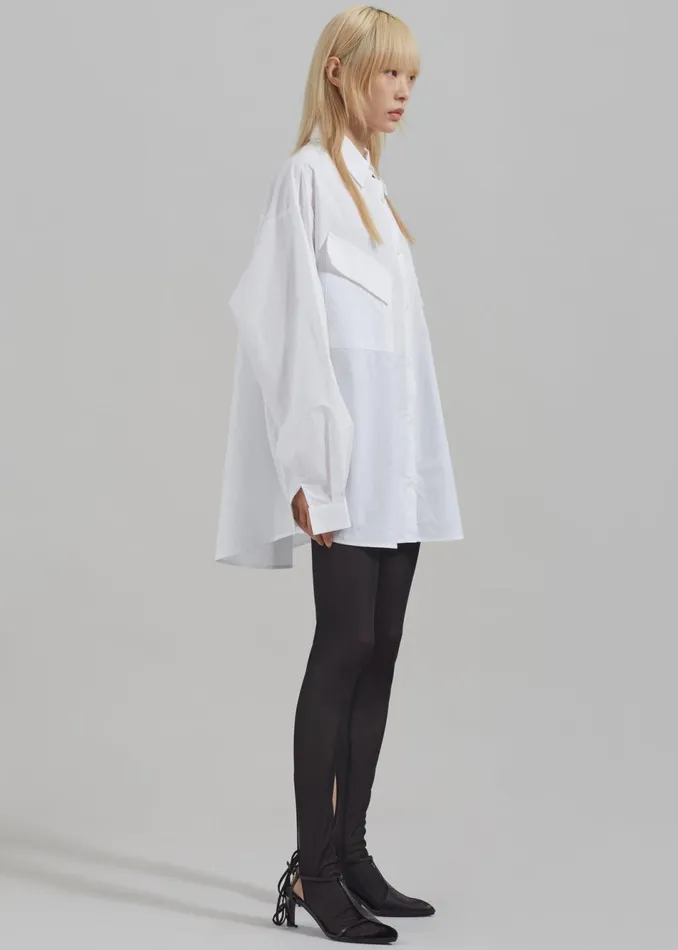Women The Frankie Shop Tops Marin Button Up Utility Shirt White