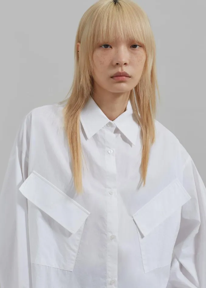 Women The Frankie Shop Tops Marin Button Up Utility Shirt White