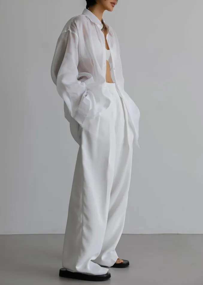 Women The Frankie Shop Tops Marlow Oversized Linen Shirt White