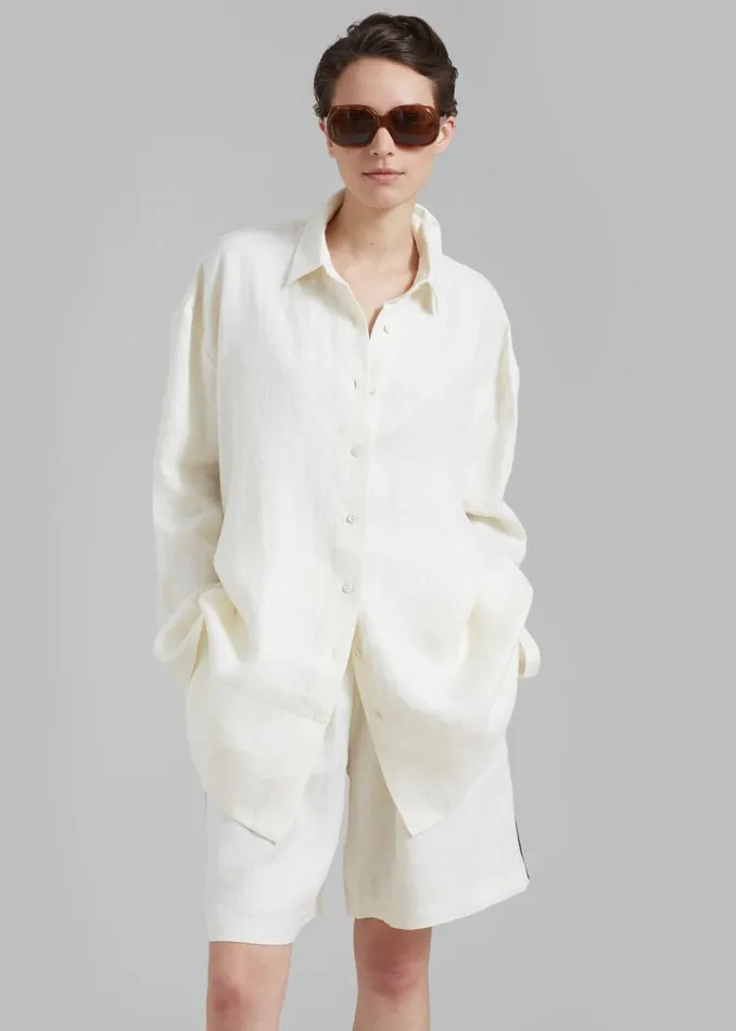 Women The Frankie Shop Tops MATIN Supersized Shirt Natural