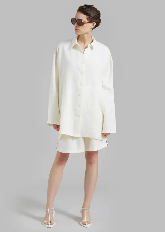 Women The Frankie Shop Tops MATIN Supersized Shirt Natural