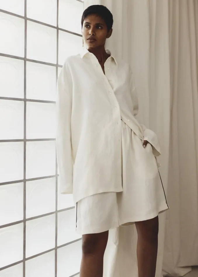 Women The Frankie Shop Tops MATIN Supersized Shirt Natural