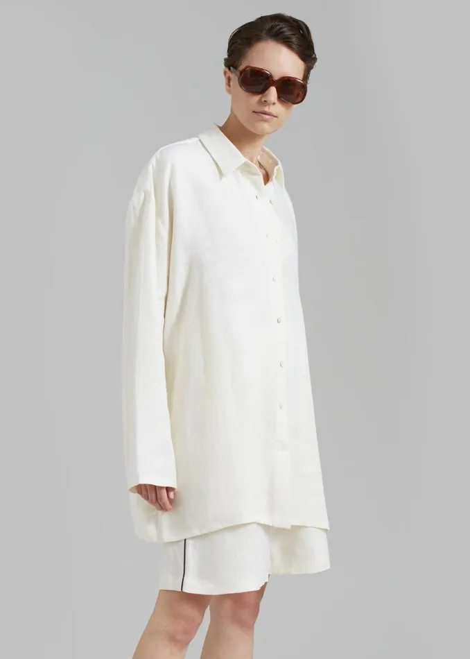 Women The Frankie Shop Tops MATIN Supersized Shirt Natural