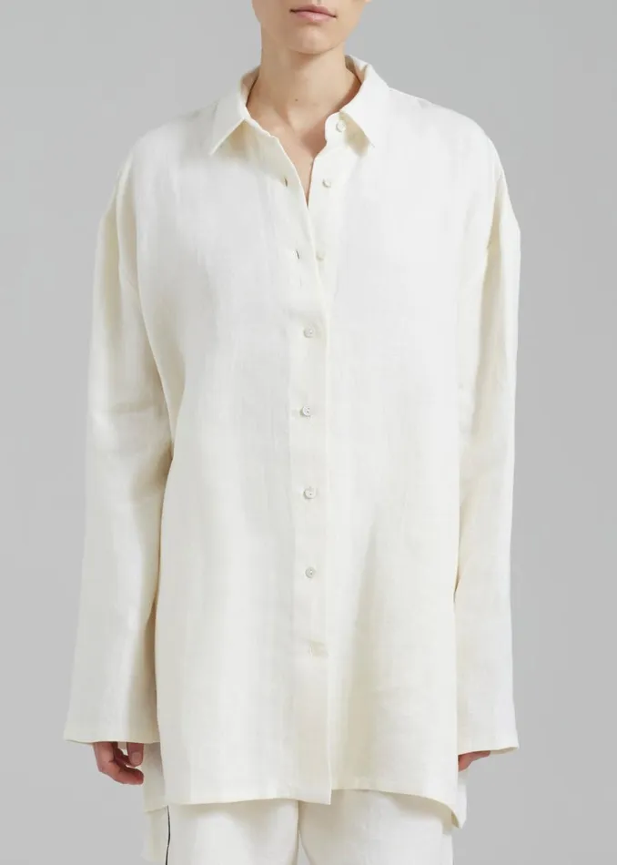 Women The Frankie Shop Tops MATIN Supersized Shirt Natural