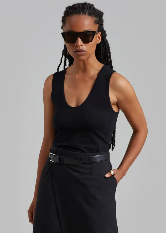 Women The Frankie Shop Tops Matteau Deep U Tank Black