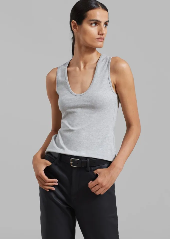 Women The Frankie Shop Tops Matteau Deep U Tank Heather Grey