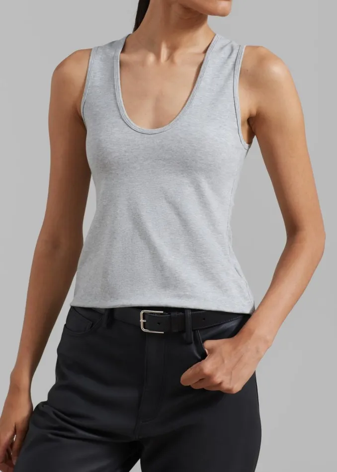 Women The Frankie Shop Tops Matteau Deep U Tank Heather Grey