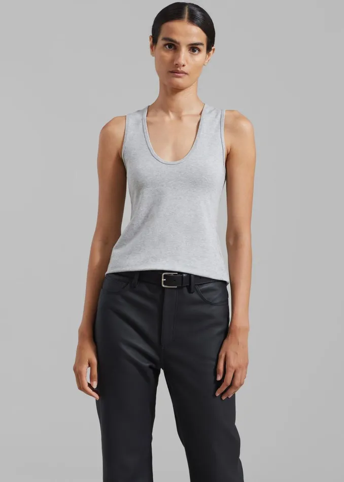 Women The Frankie Shop Tops Matteau Deep U Tank Heather Grey
