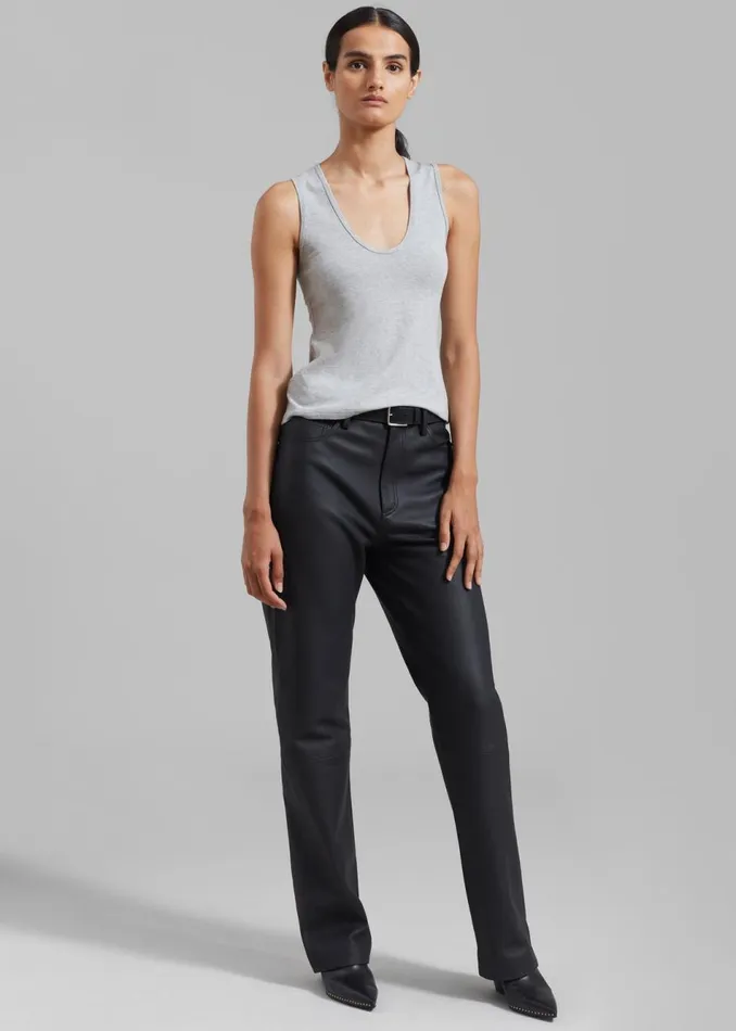 Women The Frankie Shop Tops Matteau Deep U Tank Heather Grey