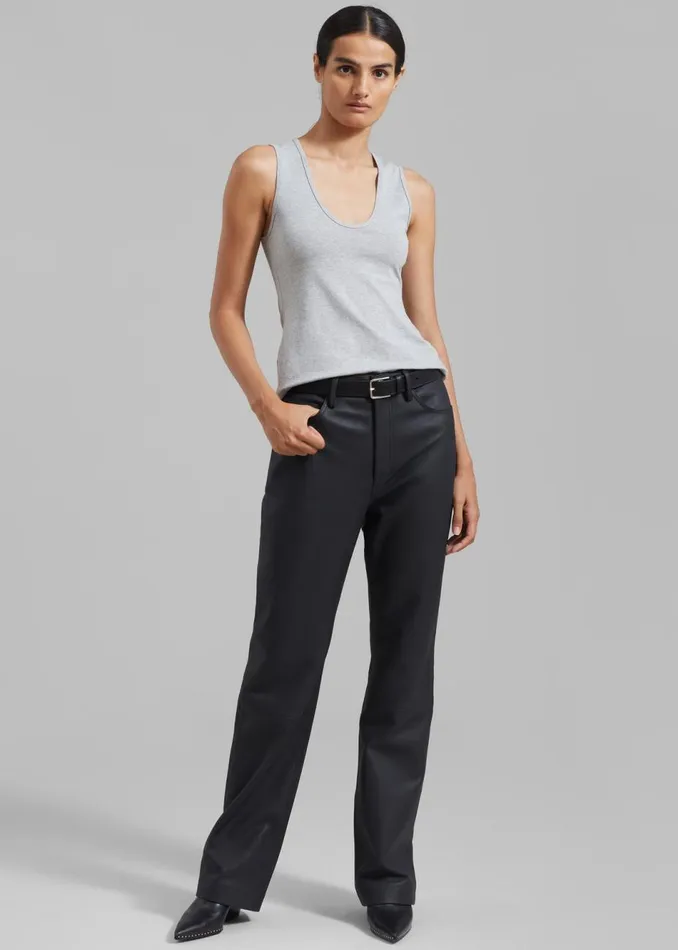 Women The Frankie Shop Tops Matteau Deep U Tank Heather Grey