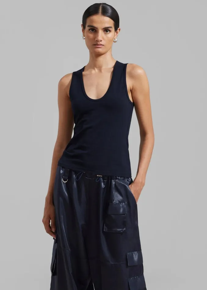 Women The Frankie Shop Tops Matteau Deep U Tank Navy