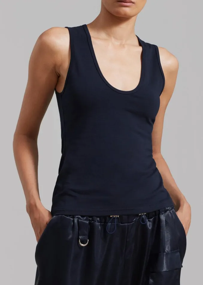 Women The Frankie Shop Tops Matteau Deep U Tank Navy