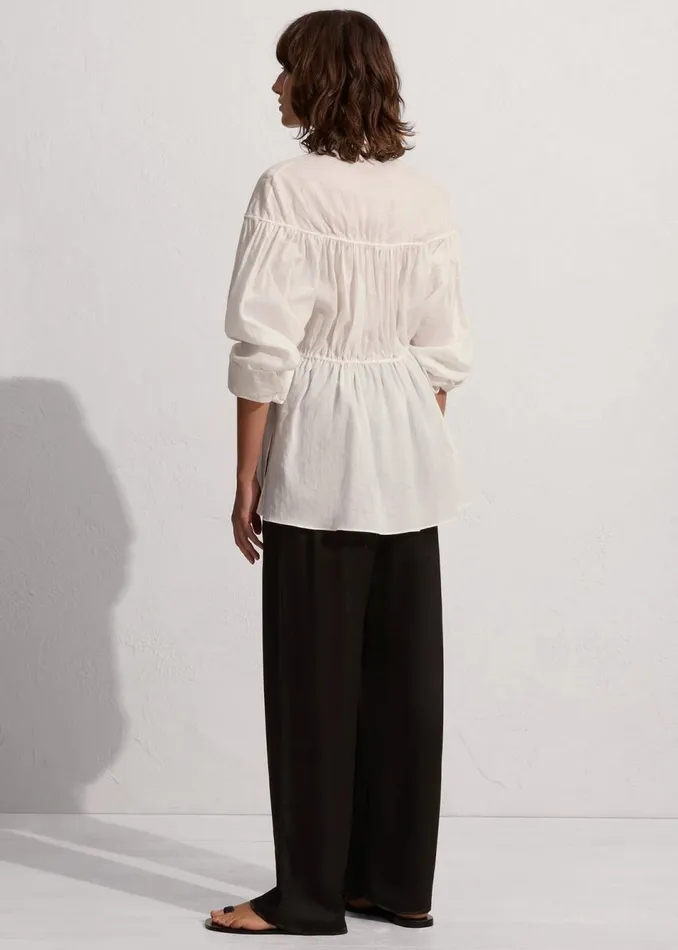 Women The Frankie Shop Tops Matteau Embroidered Drawcord Tunic White