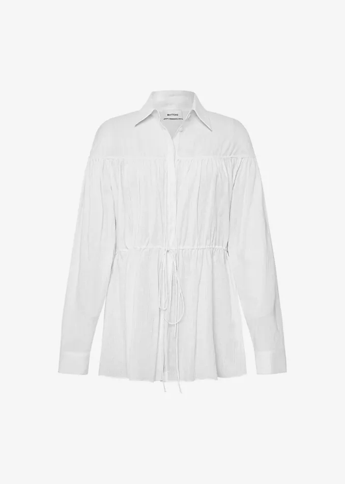 Women The Frankie Shop Tops Matteau Embroidered Drawcord Tunic White