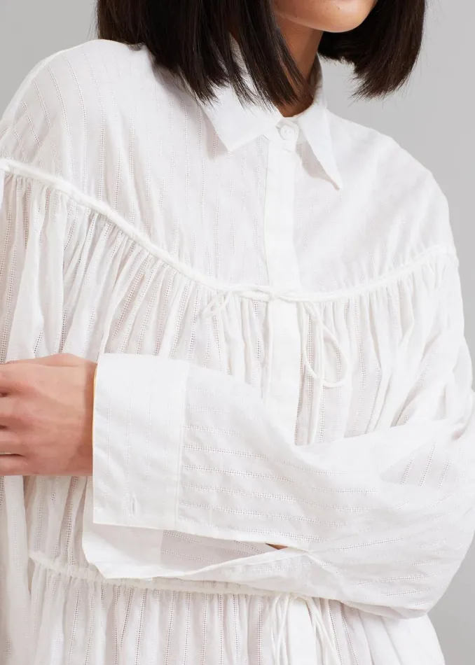 Women The Frankie Shop Tops Matteau Embroidered Drawcord Tunic White