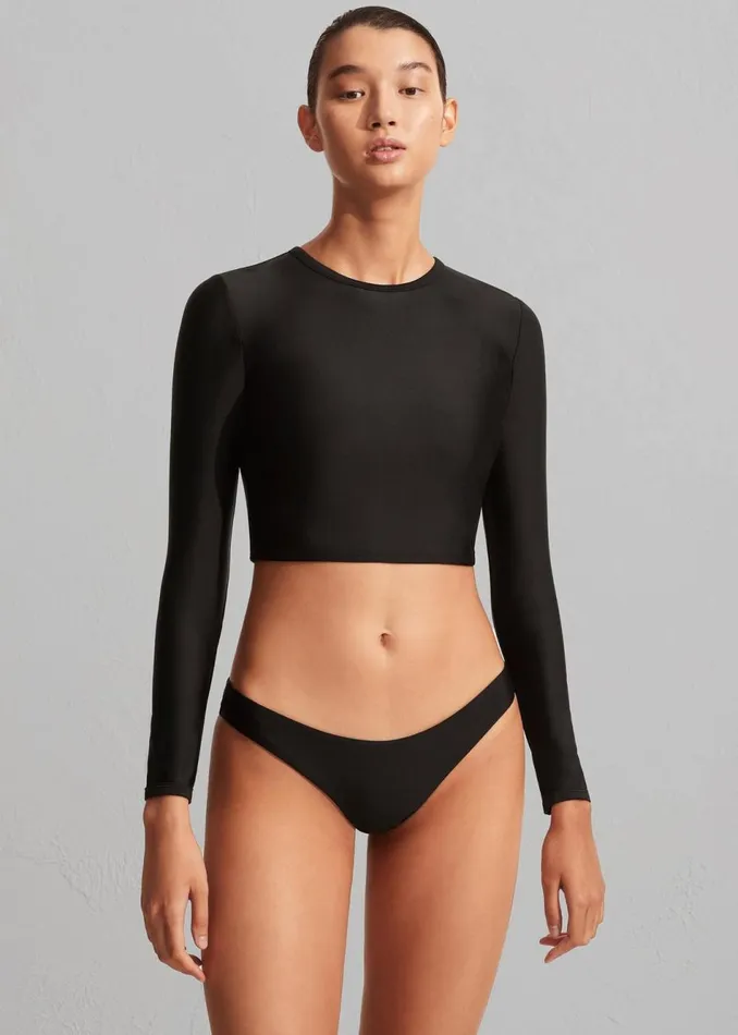 Women The Frankie Shop Tops Matteau Long Sleeve Sun Tee Black