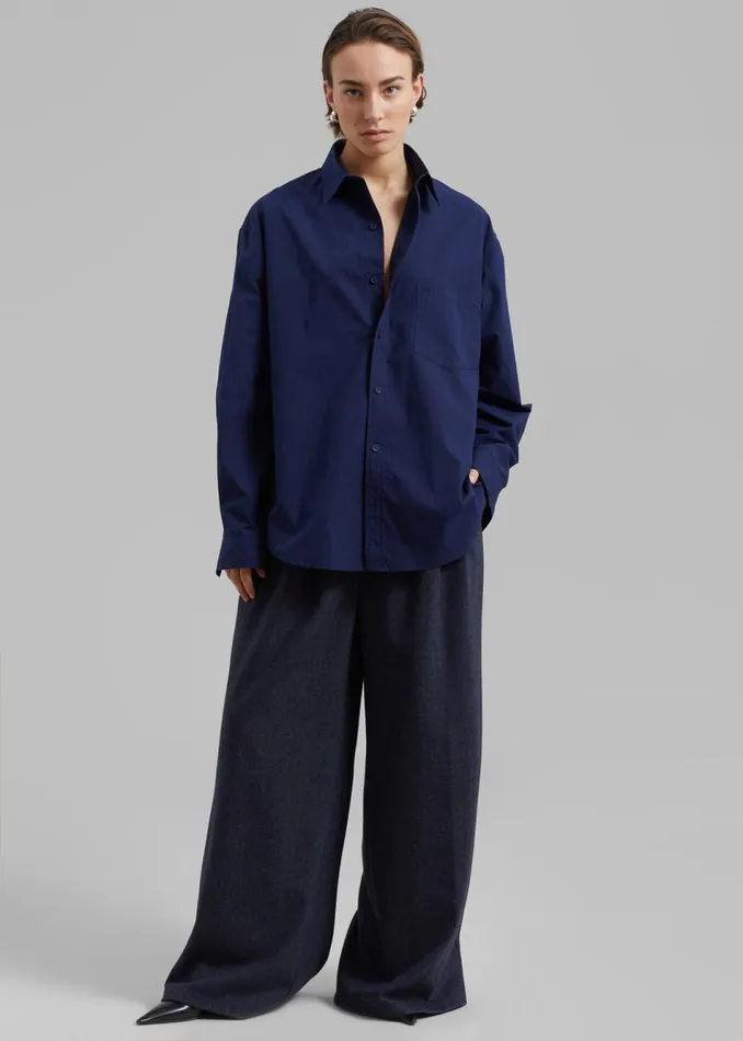 Women The Frankie Shop Tops Matteau Relaxed Shirt Navy